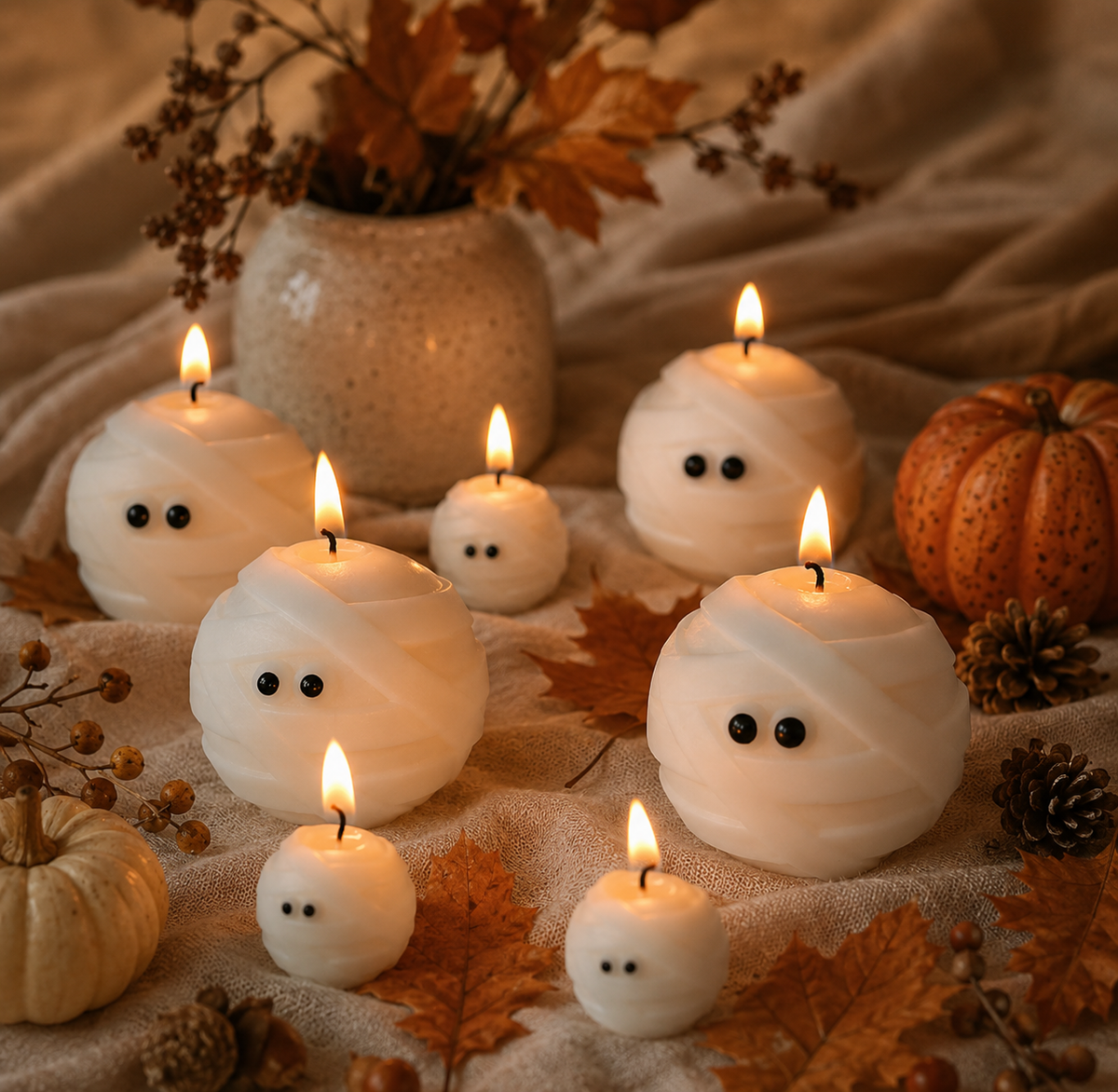 Mummy Ghost Candle Duo | Halloween Candles | Mummy Candles
