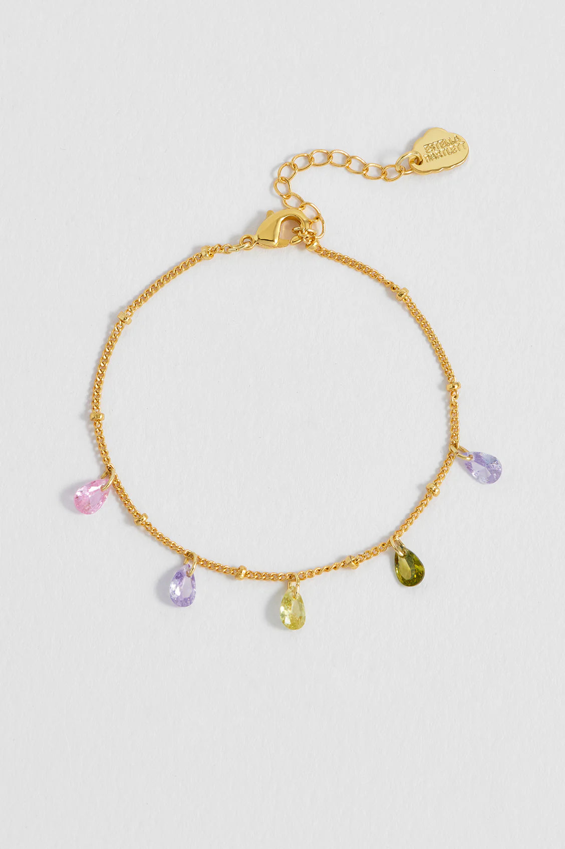 Multi CZ Pear Drop Gold Bracelet