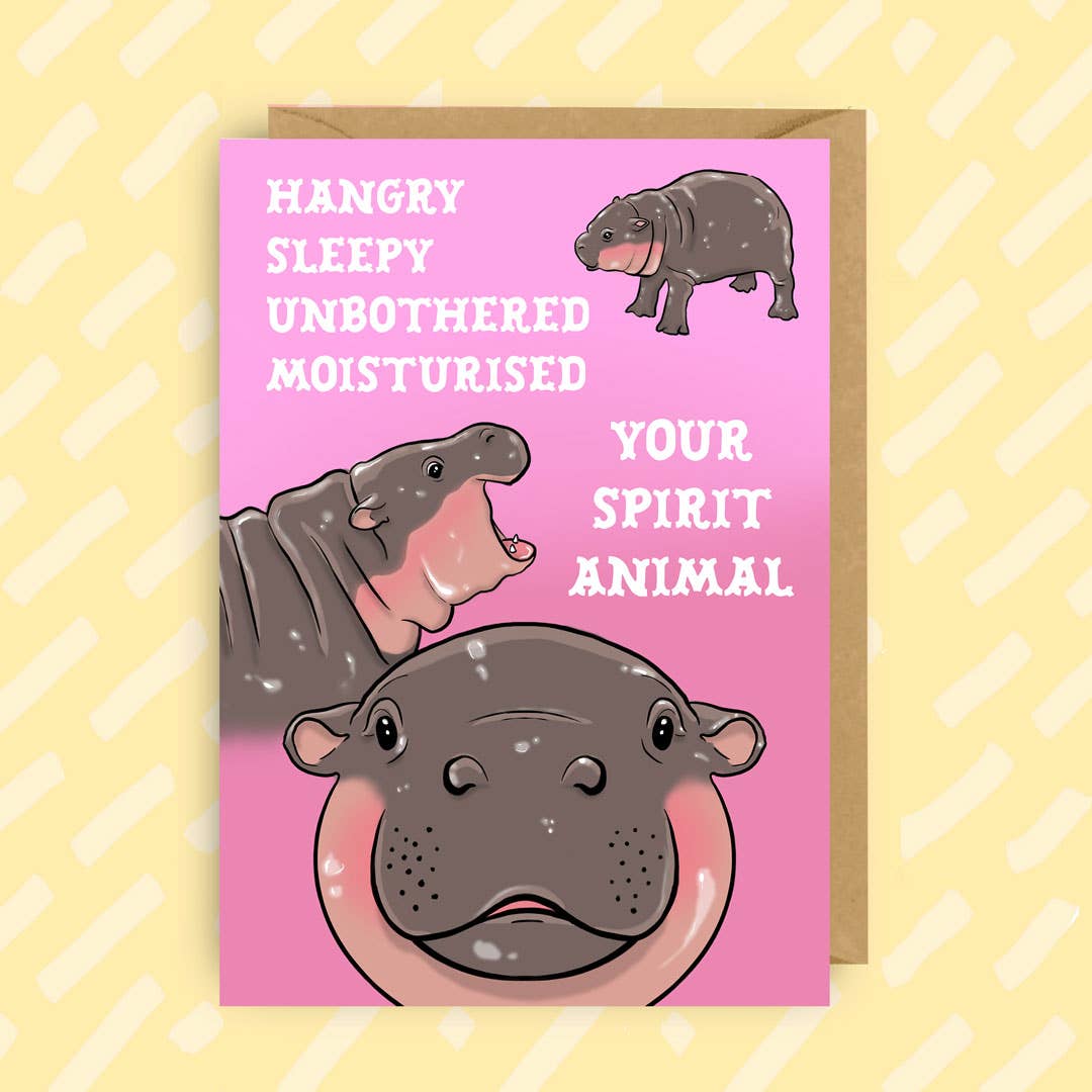 Funny Moo Deng the Hippo Birthday Card – Humorous Hippo: Happy Birthday