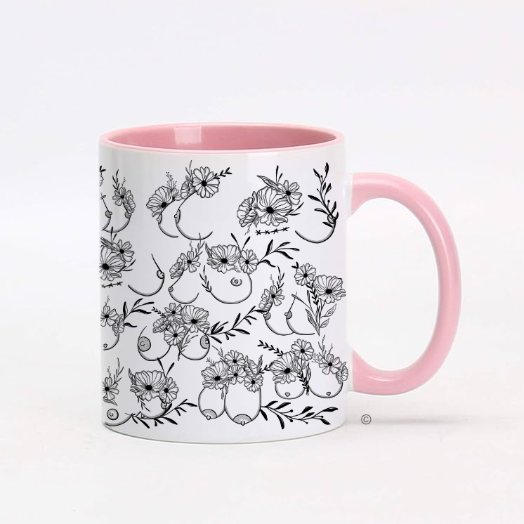 Floral Boob Mug: Pink