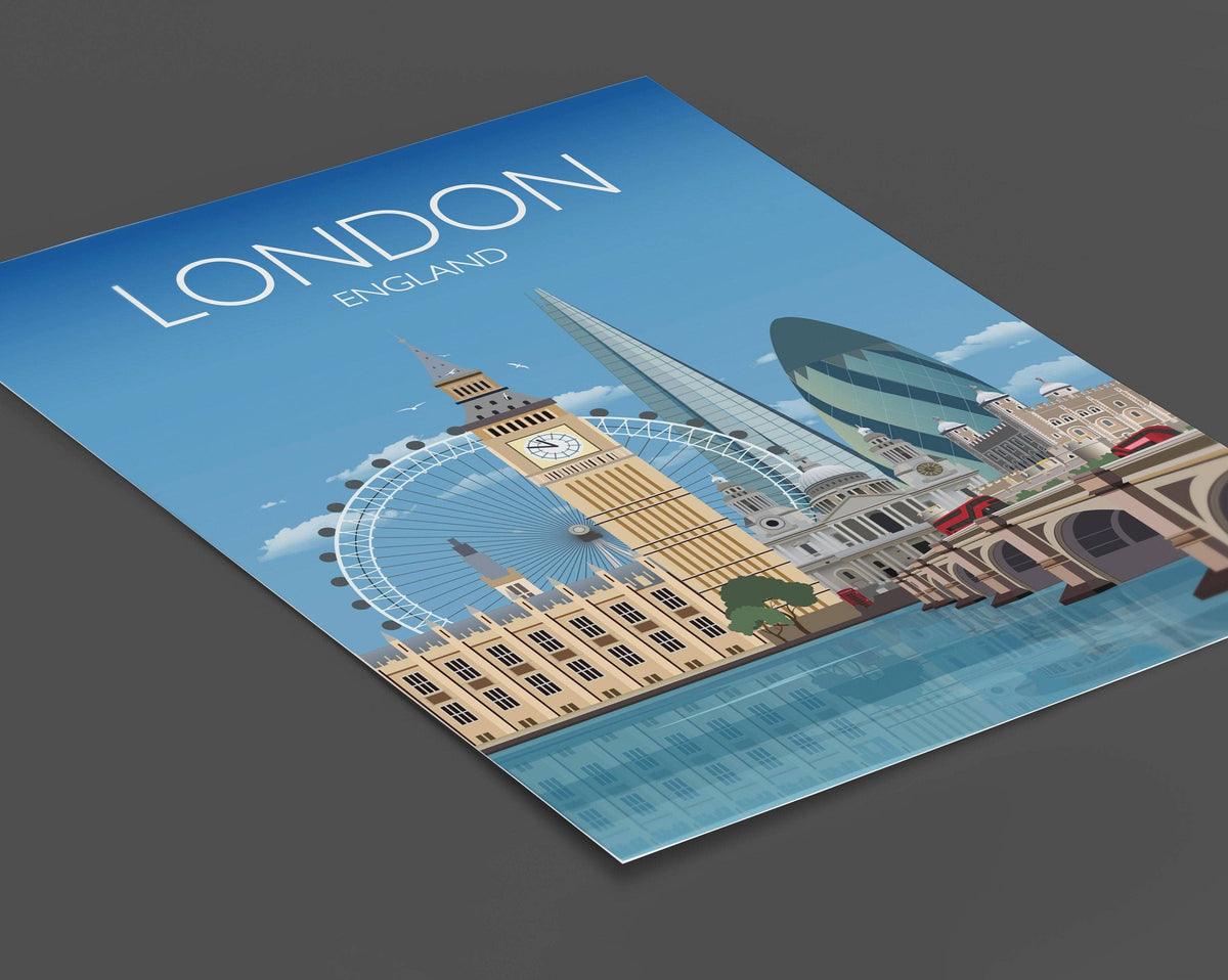London Travel Print, London Travel Poster, City of London, UK, UK Travel Poster: Fine Art Print / A4 - 8.27 x11.69