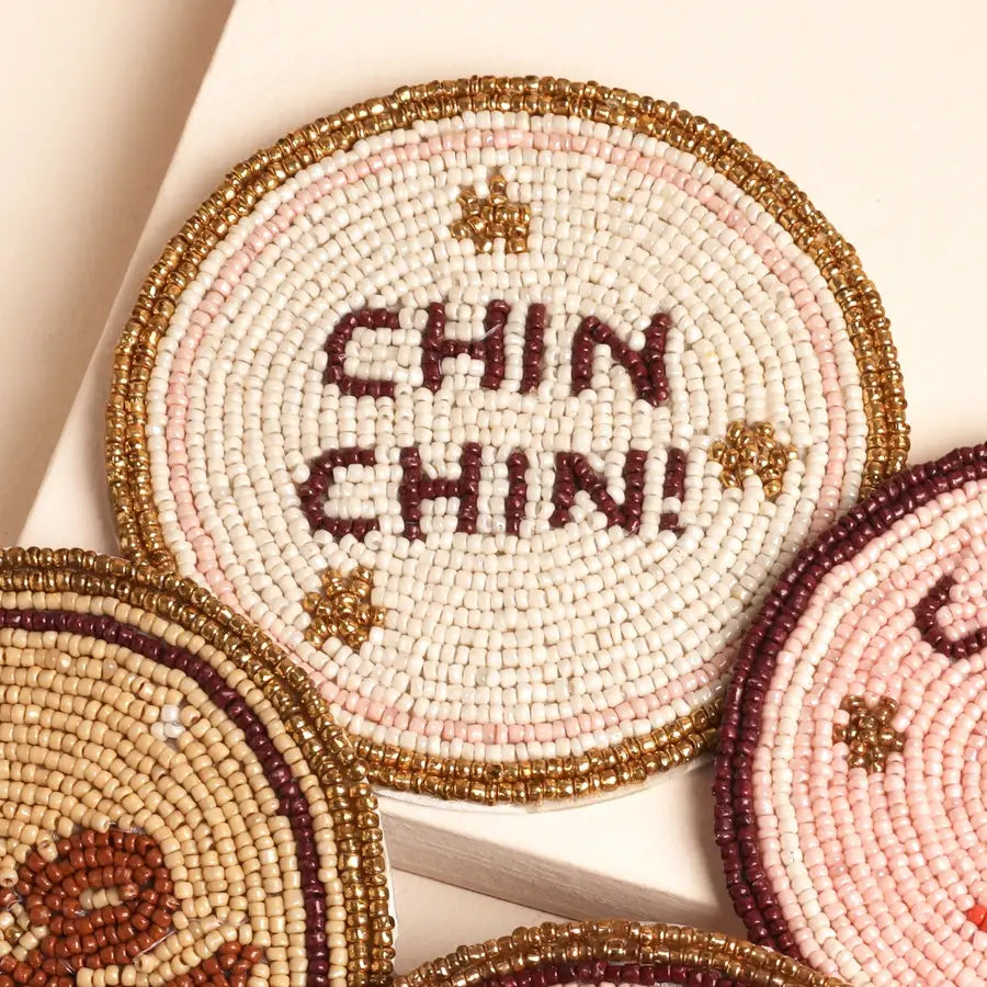 Festive Beaded Set of 4 Coasters