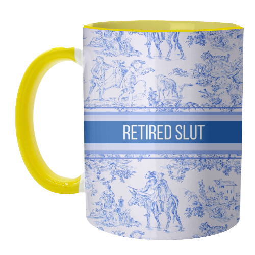 Mugs 'Retired Slut' by Lilly Rose: Mug Colour Inner & Handle 11oz - Blue