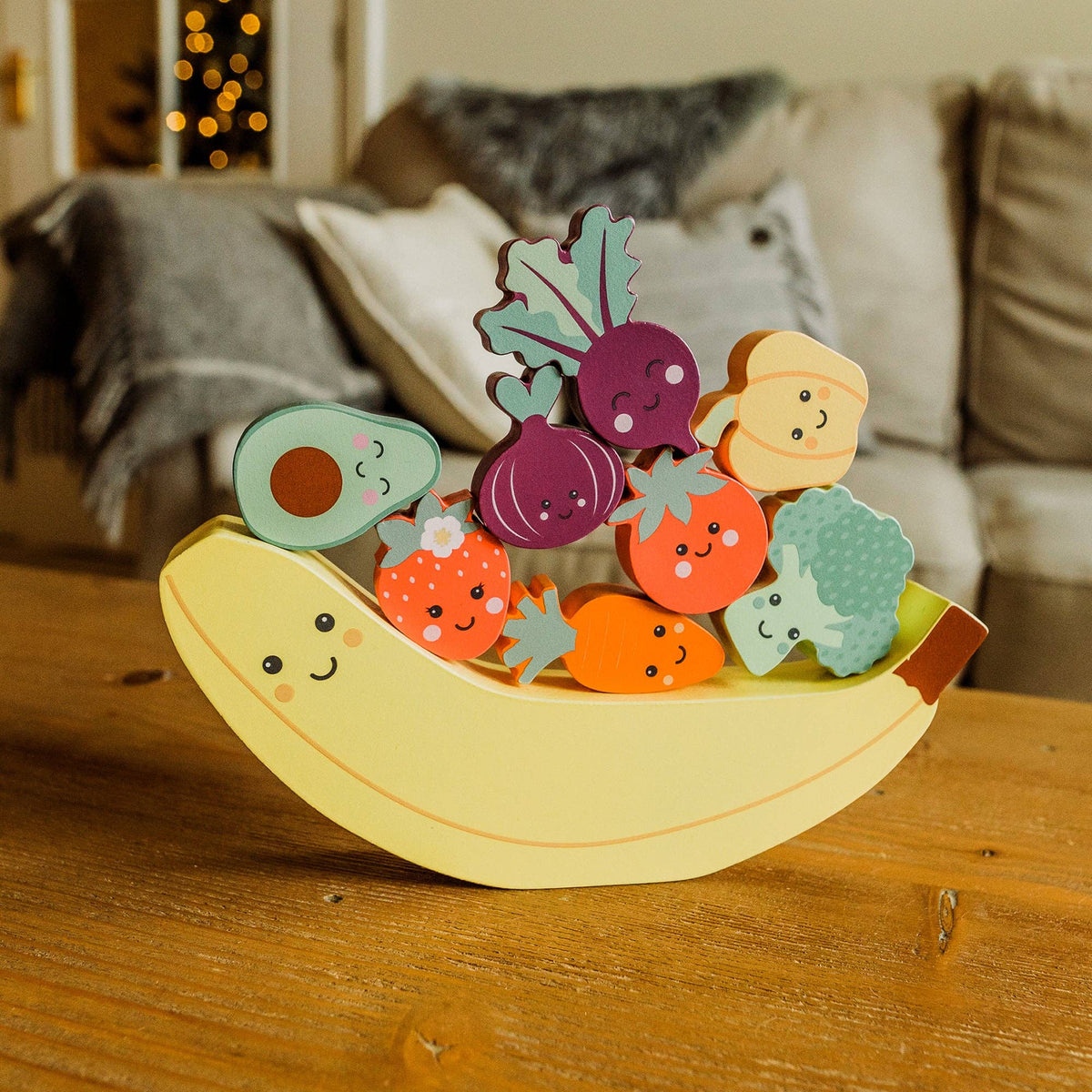 Happy Wooden Veggies &amp; Friends Balancing Game