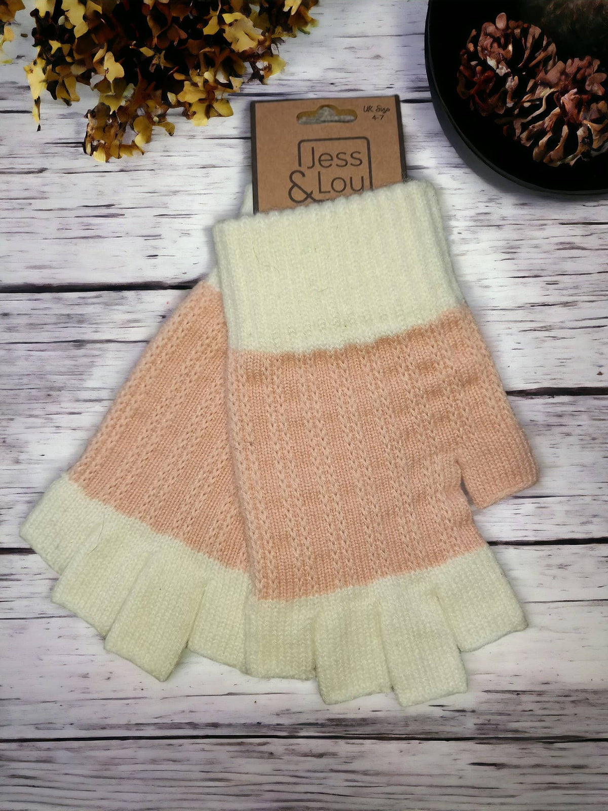 Colour Block Fingertip-less Gloves : Black/Grey