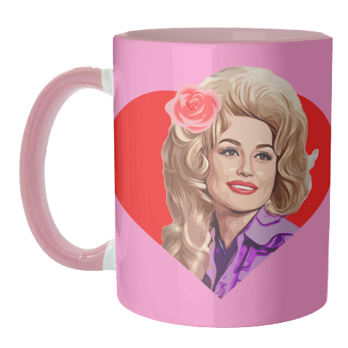 Mugs 'Dolly in Red Heart' by DOLLY WOLFE: Mug Colour Inner & Handle 11Oz - Red