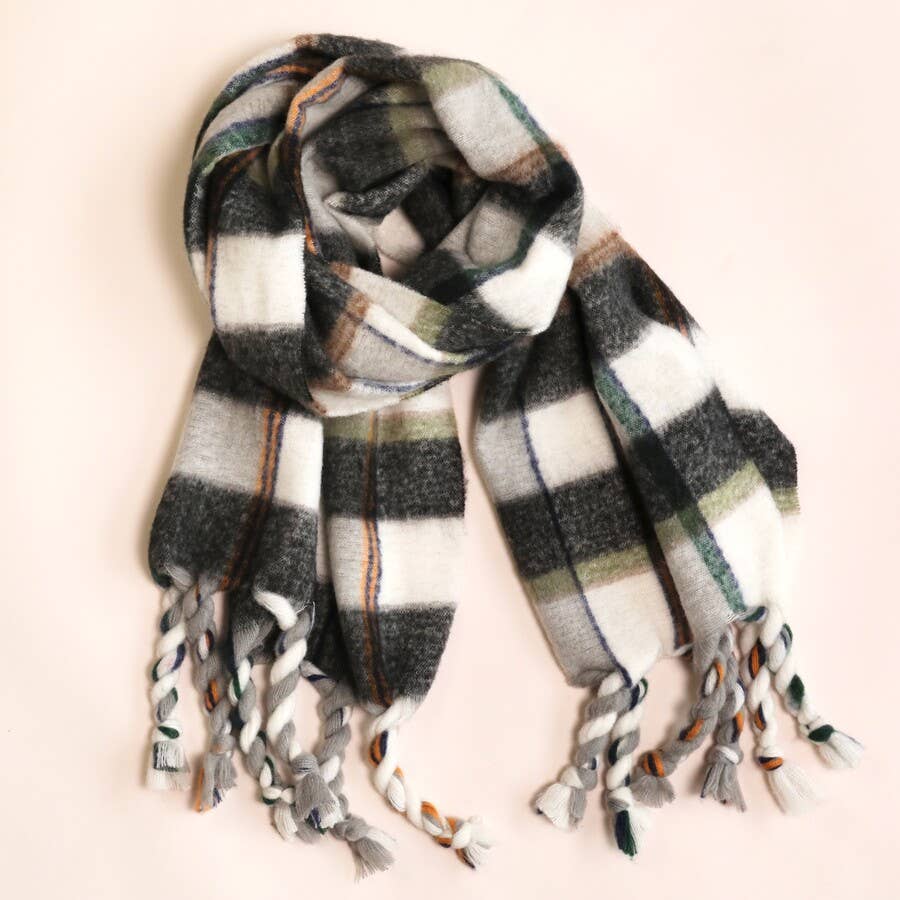 Charcoal Tartan Winter Scarf