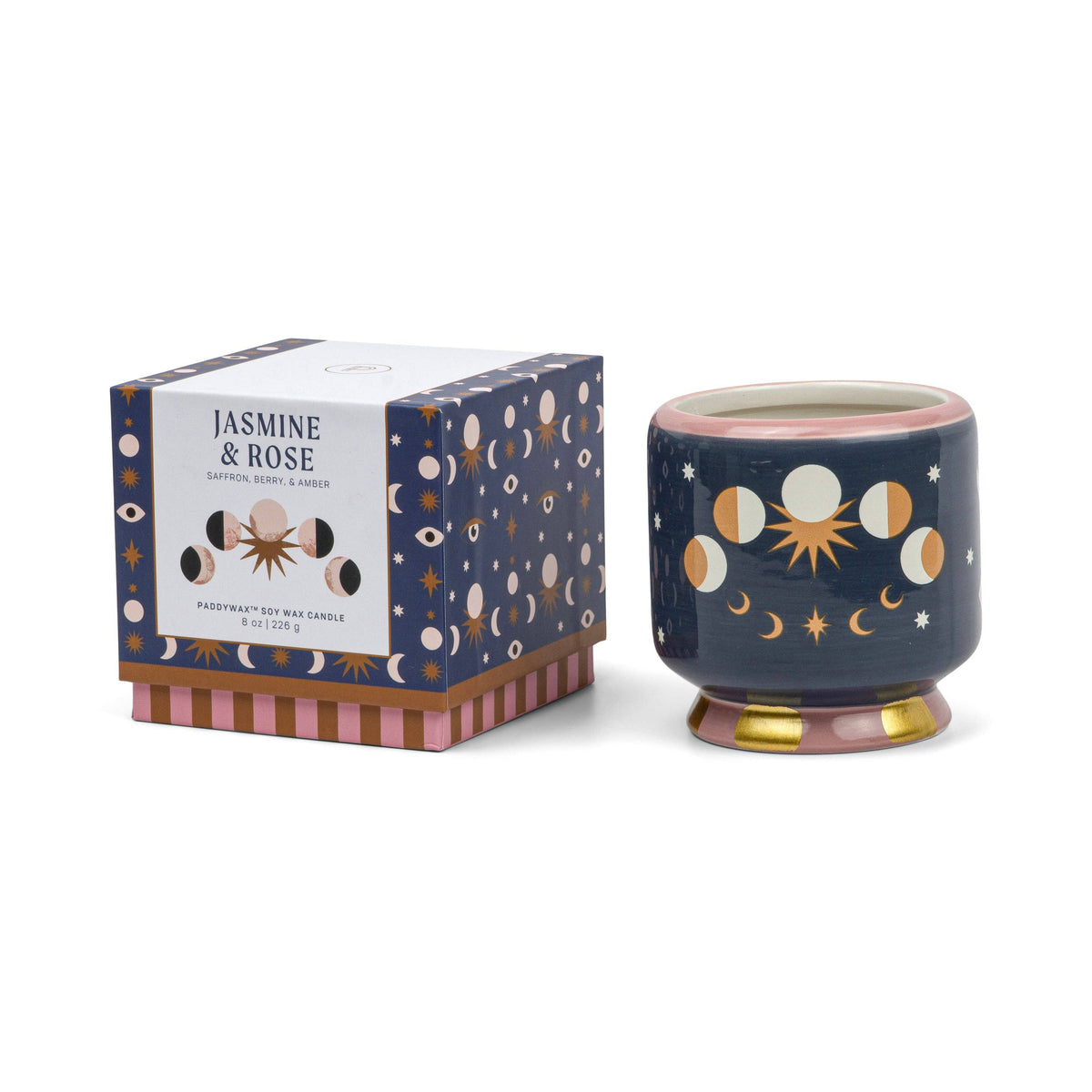 Paddywax A Dopo Moon Phases Ceramic Candle - Jasmine &amp; Rose