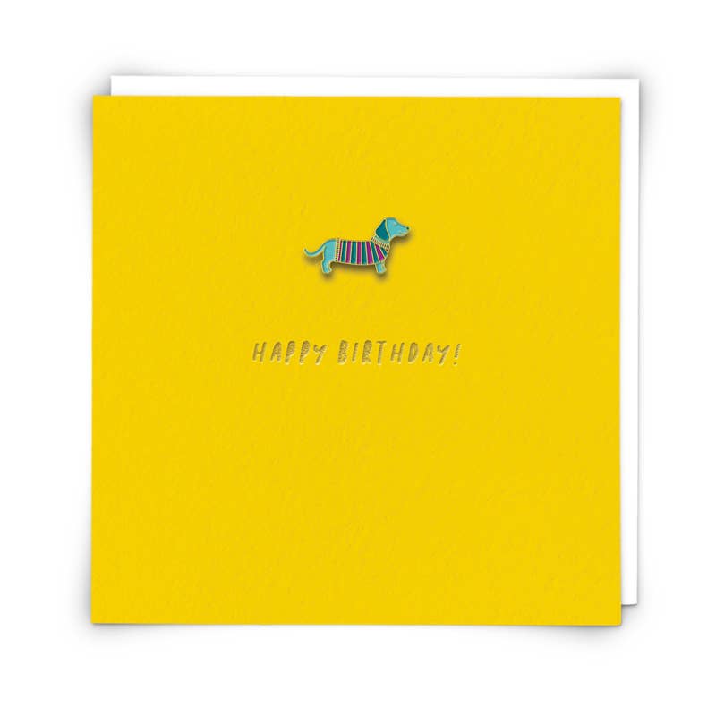 Sausage dog Greetings Card with Enamel Pin