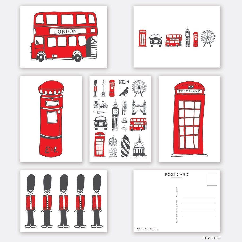 Pack Of 6 London Postcards