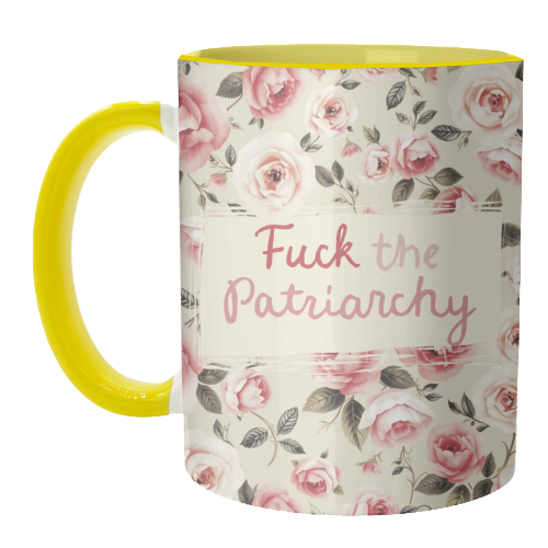 Mugs 'Fuck the Patriarchy vintage style: Mug Colour Inner & Handle 11oz - Pink