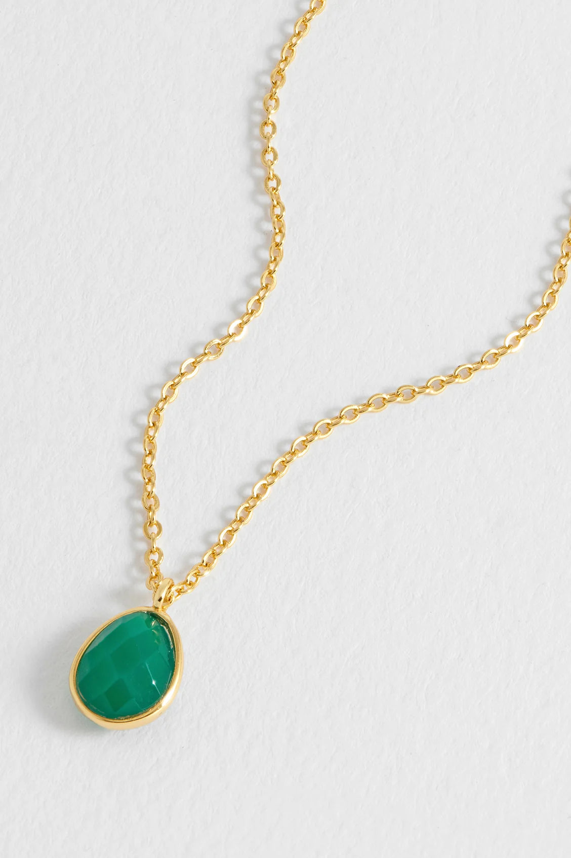 Wellness Faceted Green Agate Gemstone Teardrop Necklace