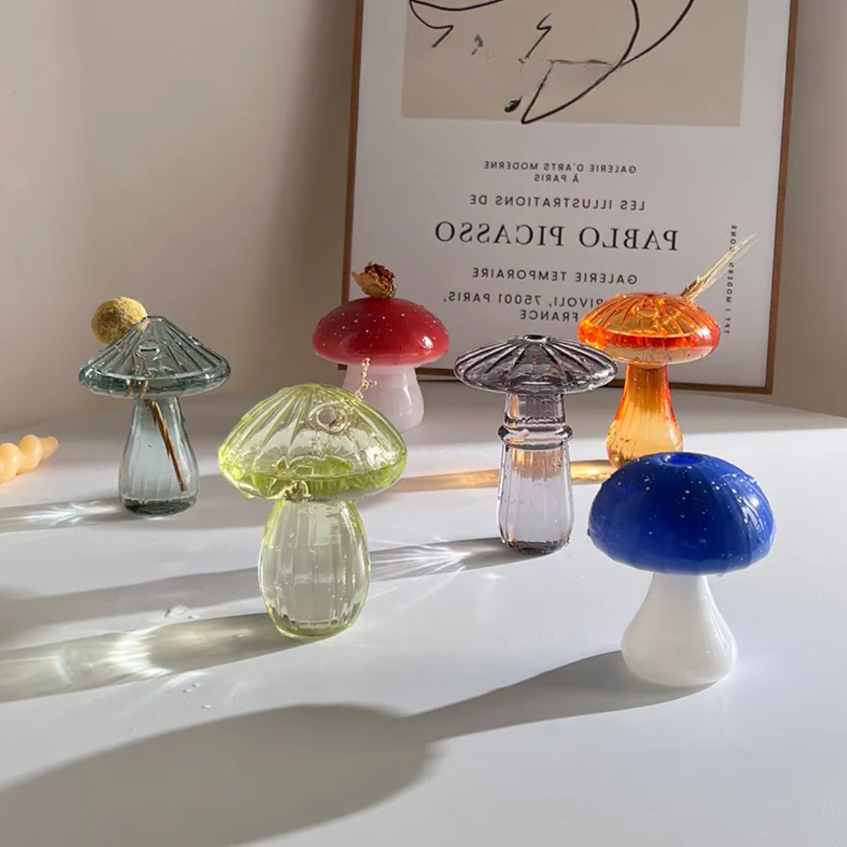 Mini Glass Mushroom Bud Vase: Red