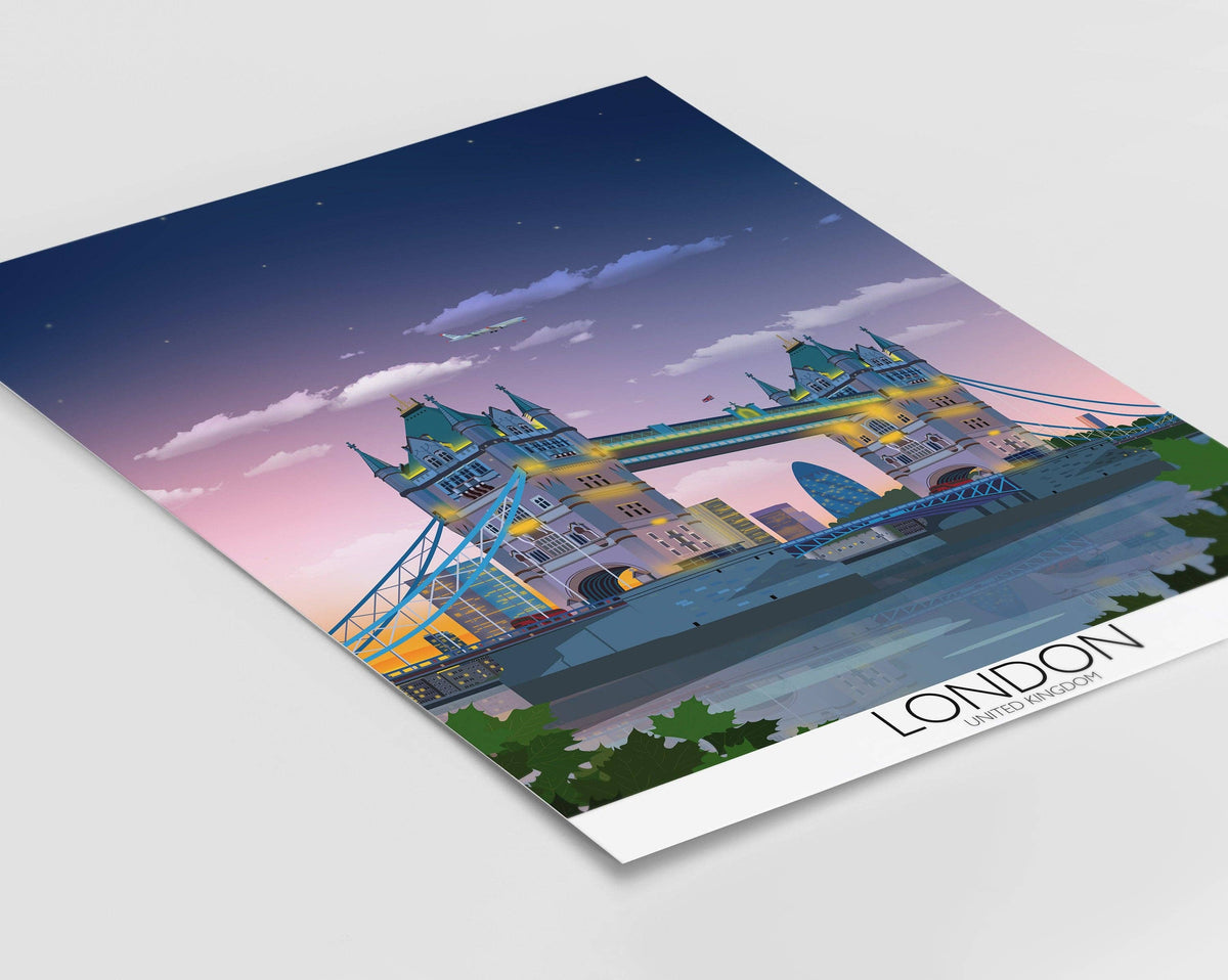 Tower Bridge Travel Print, Tower Bridge Travel Poster, City of London, UK: Fine Art Print / A5 - 5.8 x 8.3