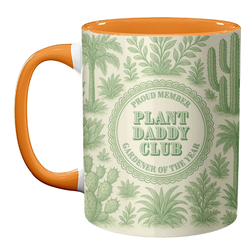 Mugs 'Plant Daddy Club - Gardener of the: Mug Colour Inner & Handle 11oz - Green