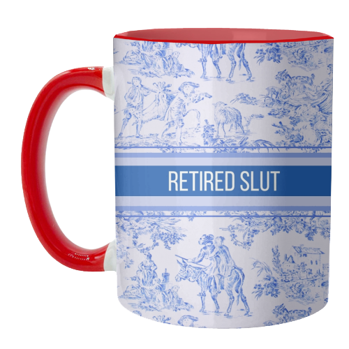 Mugs 'Retired Slut' by Lilly Rose: Mug Colour Inner & Handle 11oz - Blue