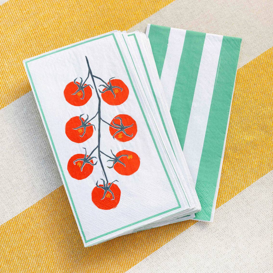 Tomato Long Lunch Paper Napkins - 8 Pack Display | Summer Dinner Napkins |