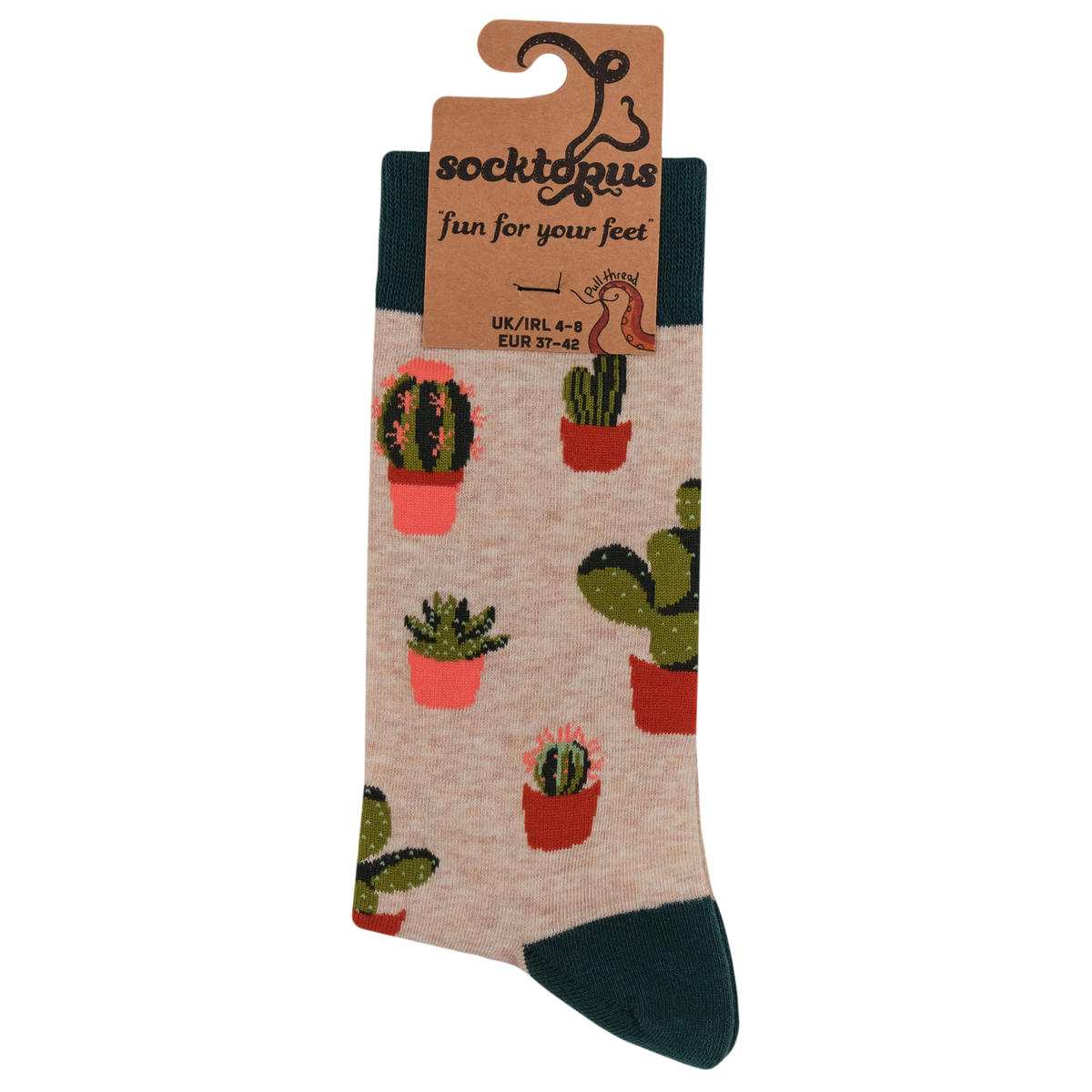 Cactus Socks - Cactoes: OATMEAL / S (UK 4-8 / EU 37-42 / US 6-10)