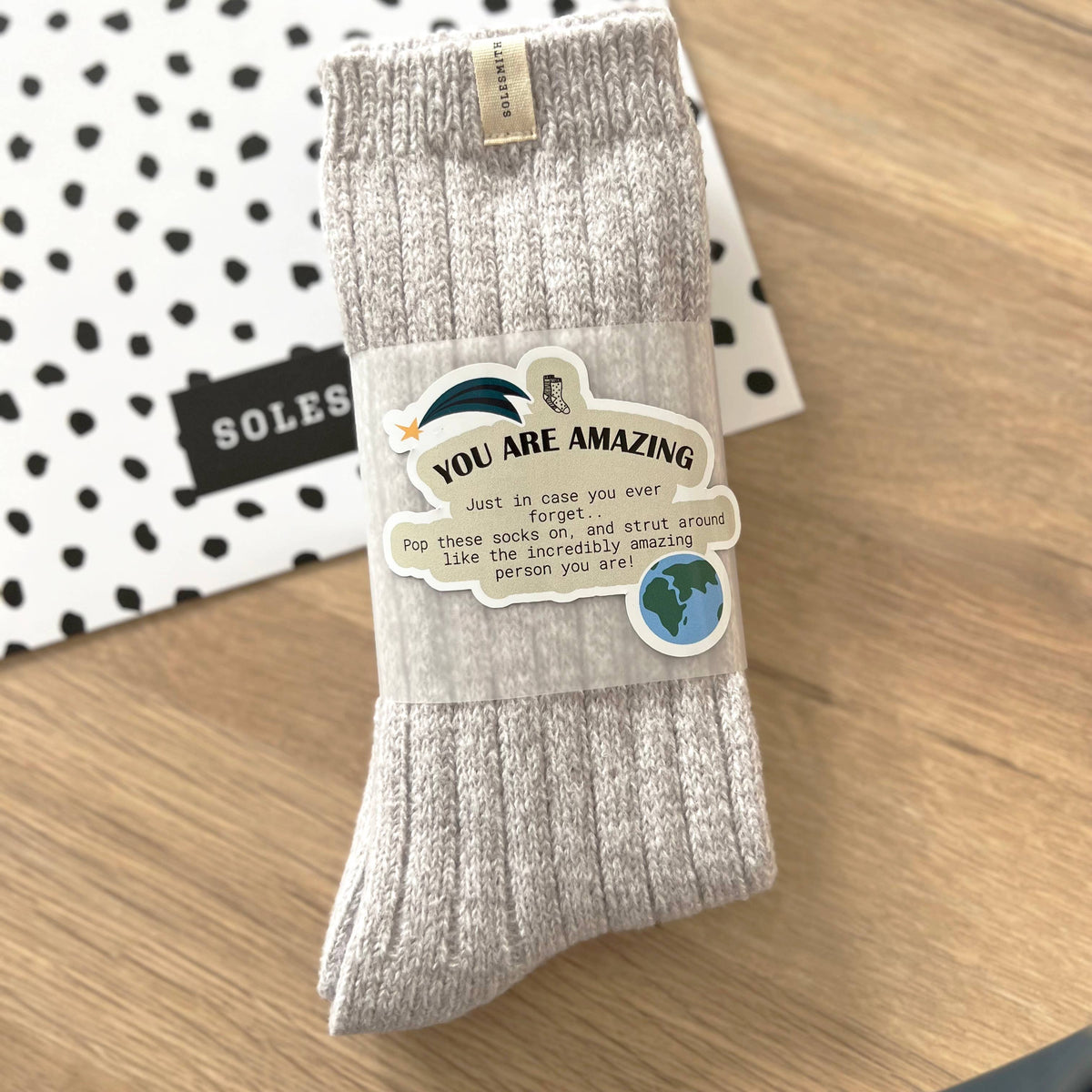 You Are Amazing Wrapped Super Soft Snug Gift Socks: Men's Grey 7-11