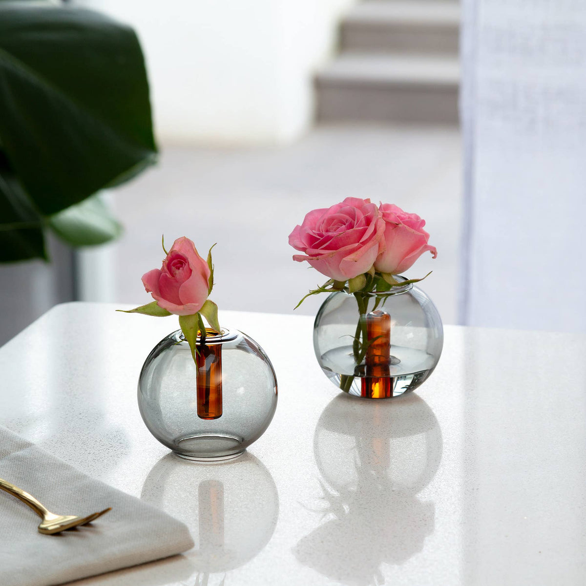 Mini Bubble Glass Vase: Lilac and Peach