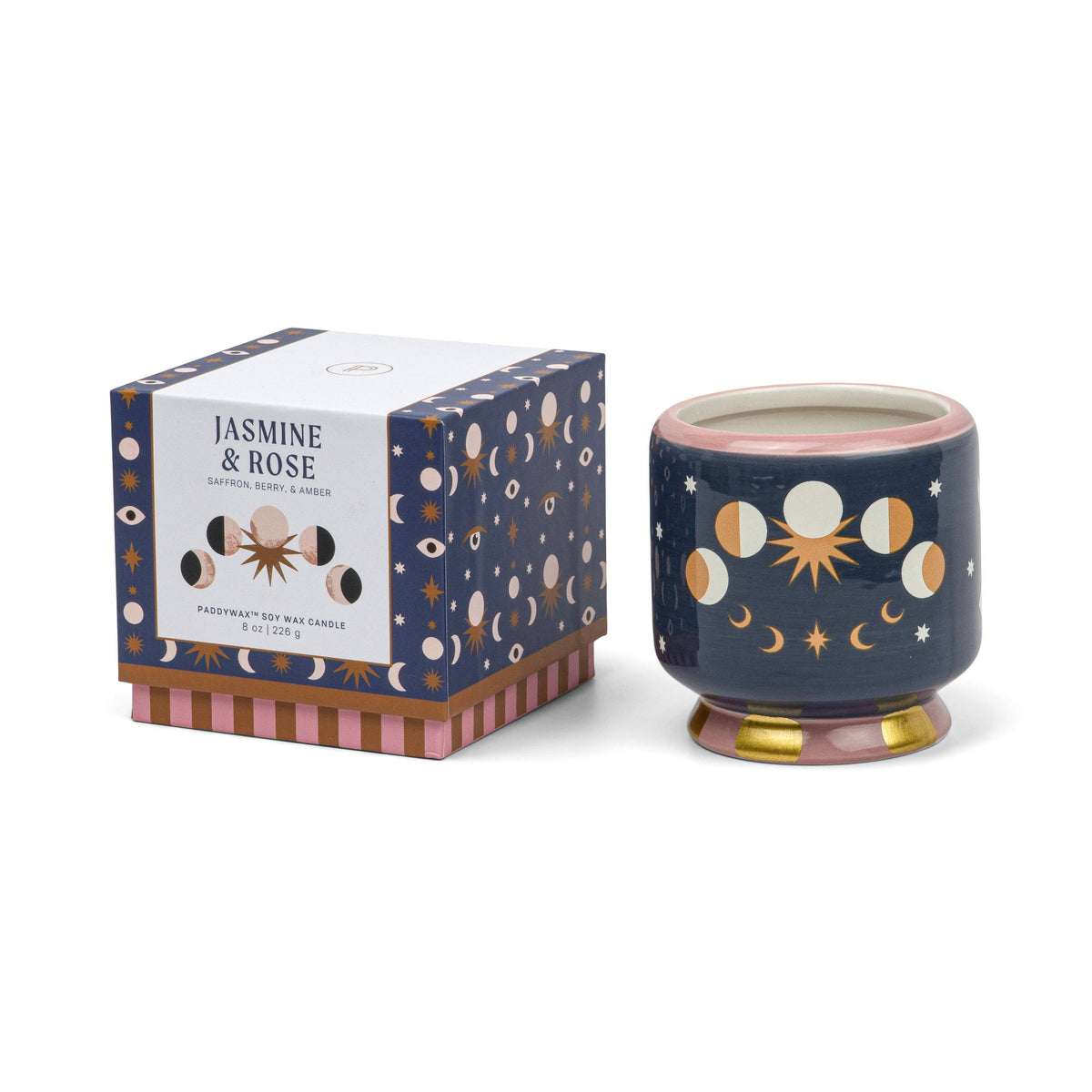 Paddywax A Dopo Moon Phases Ceramic Candle - Jasmine &amp; Rose