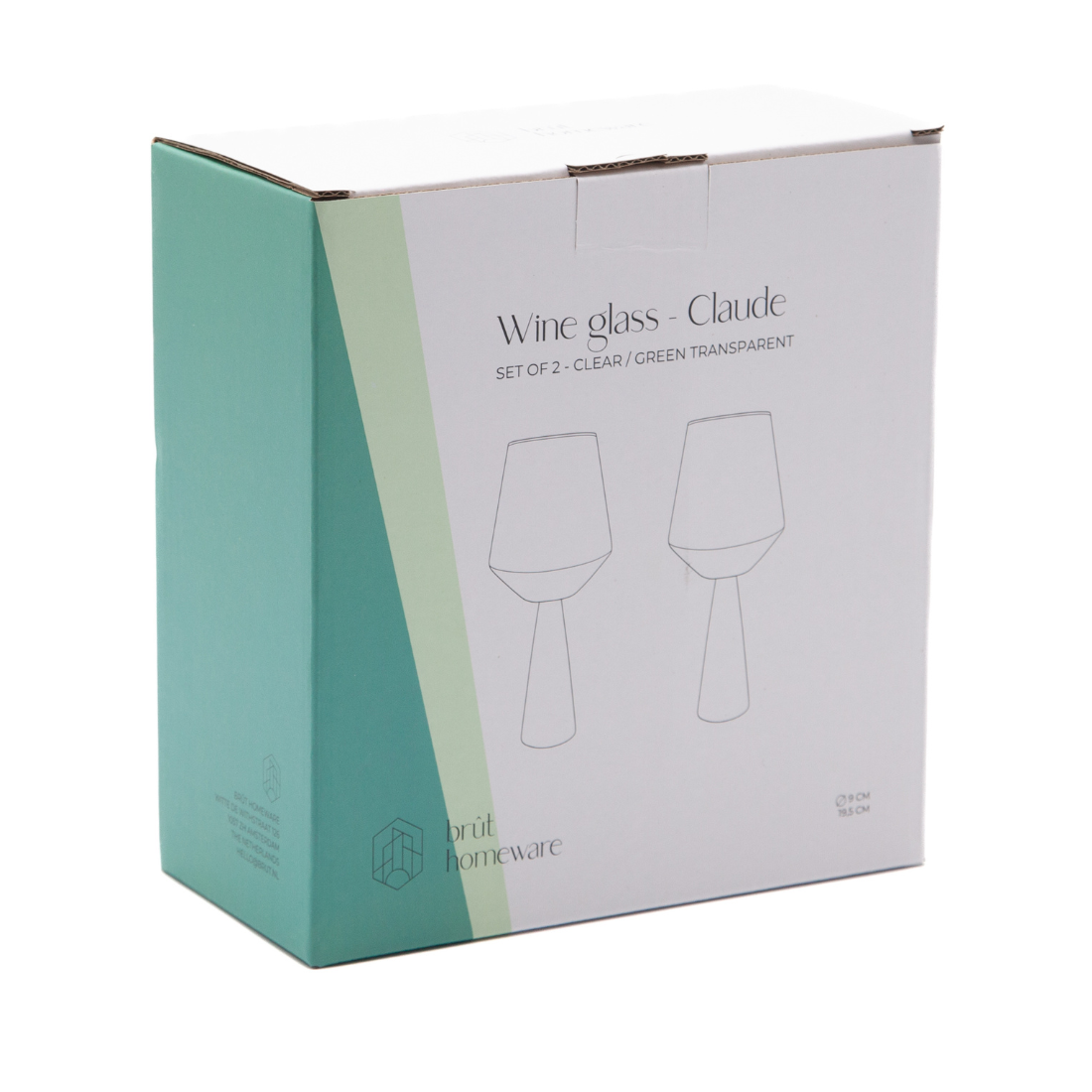 Wine Glass Claude, clear / green, set of 2