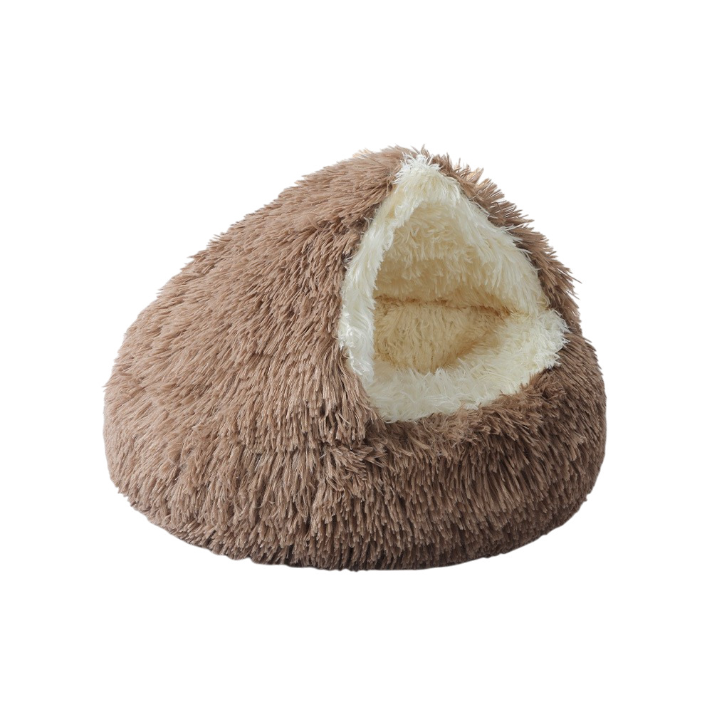 Warm Plush Pet Bed Cave - Semi-Enclosed Cat & Dog Bed: Gray / 60cm
