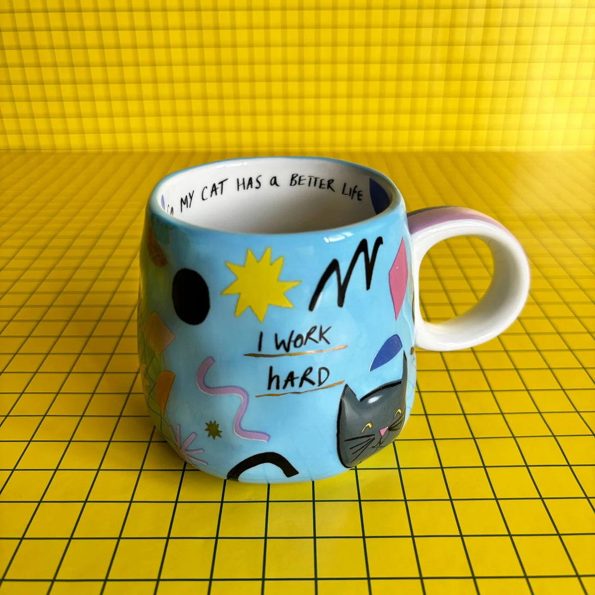 Small Talk ‘I Work Hard’ Cat Cup