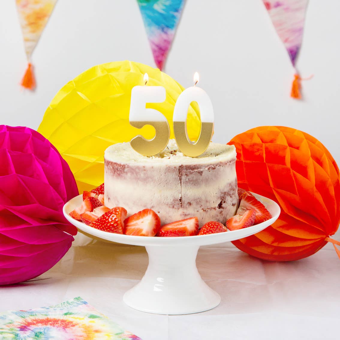 White &amp; Gold Number Birthday Candles Set| 0-9 | 30 Pack |