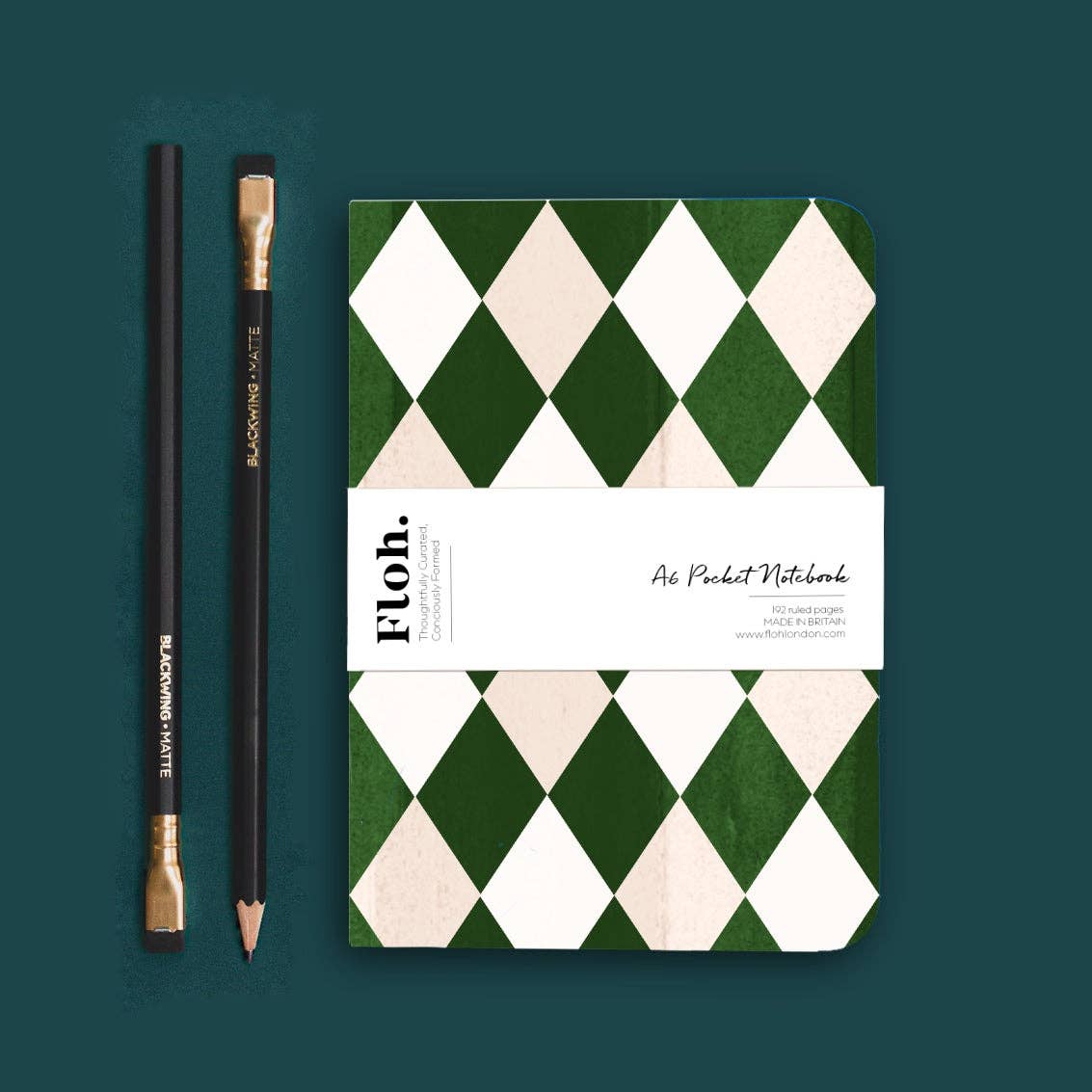 Emerald Green (Harlequin) A6 Lined Pocket Notebook