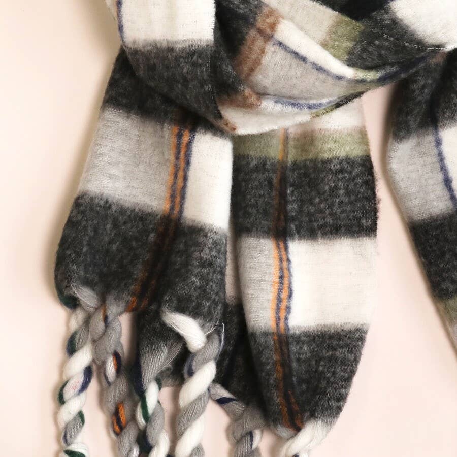 Charcoal Tartan Winter Scarf