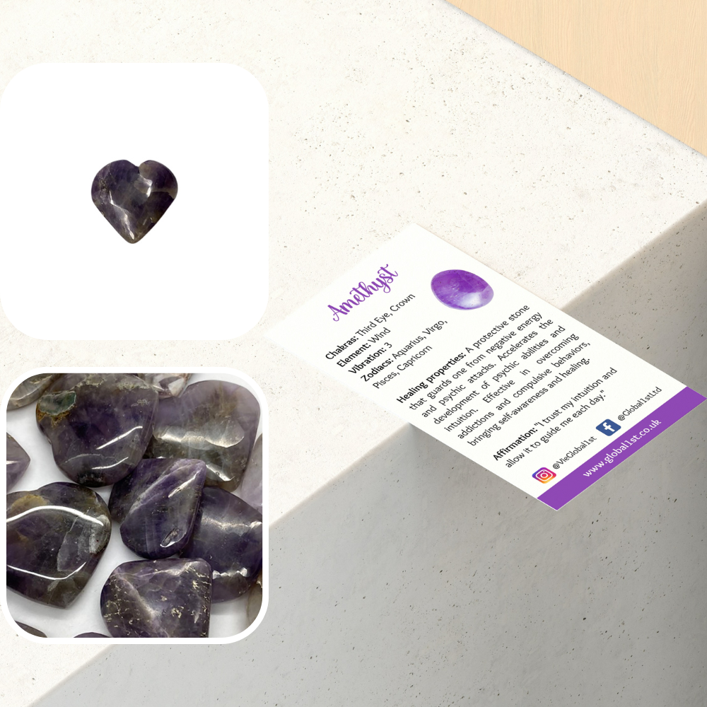 Small Crystal Heart, 3cm: Amethyst
