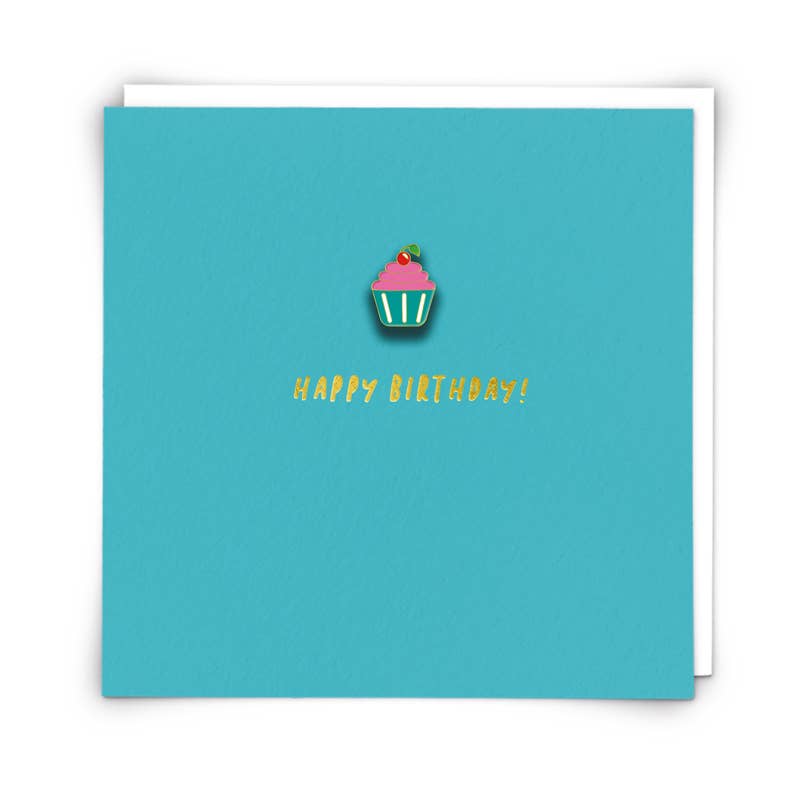 Cupcake Greetings Card with Enamel Pin