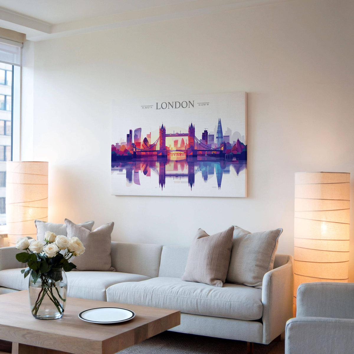 London Skyline Travel Poster Wall Art Landscape, Travel Print of London, London Art Lovers Gift,  UK Art Gift: Fine Art Print / A3 – 11.7 x 16.5