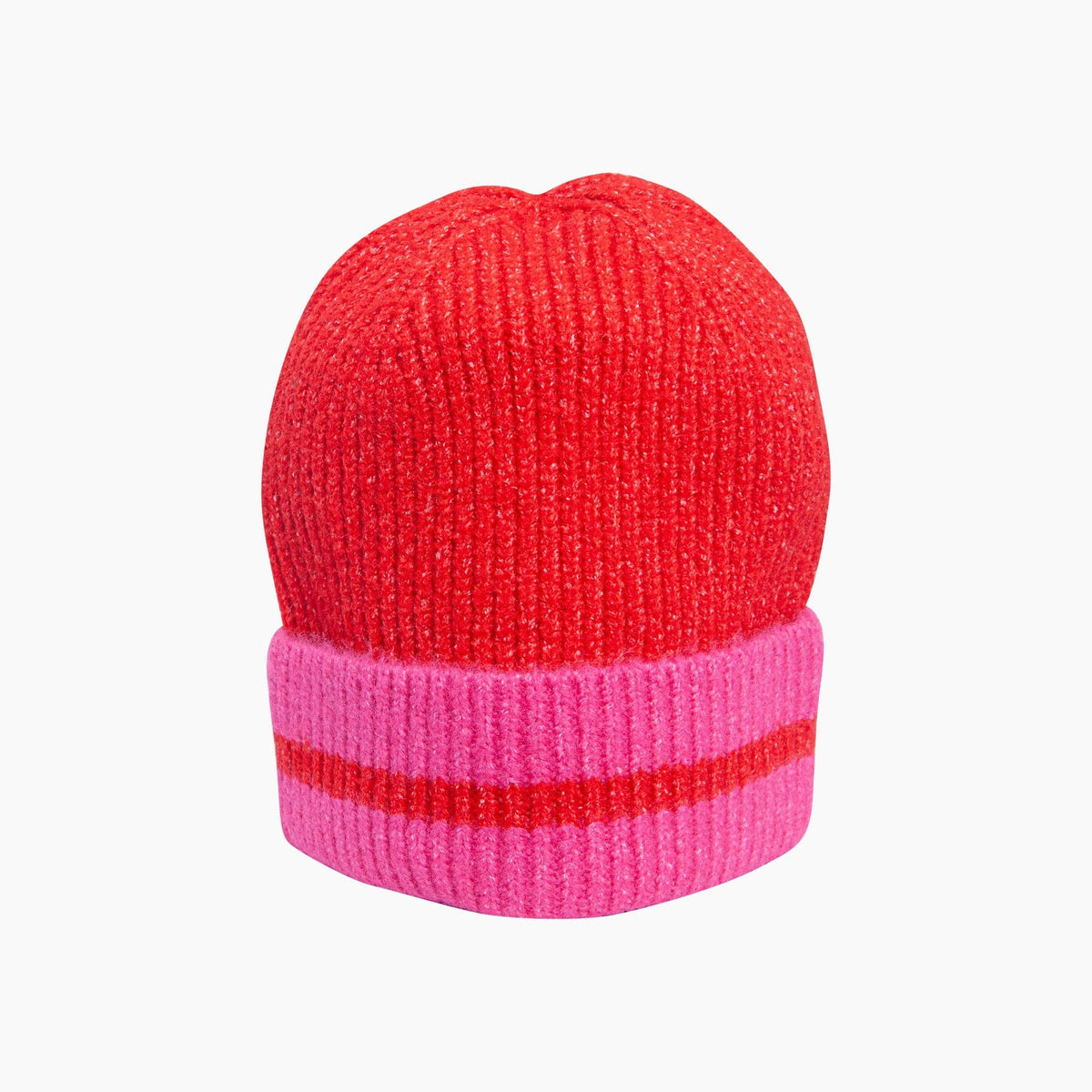 Striped Beanie Hat in Red/Hot Pink: One Size