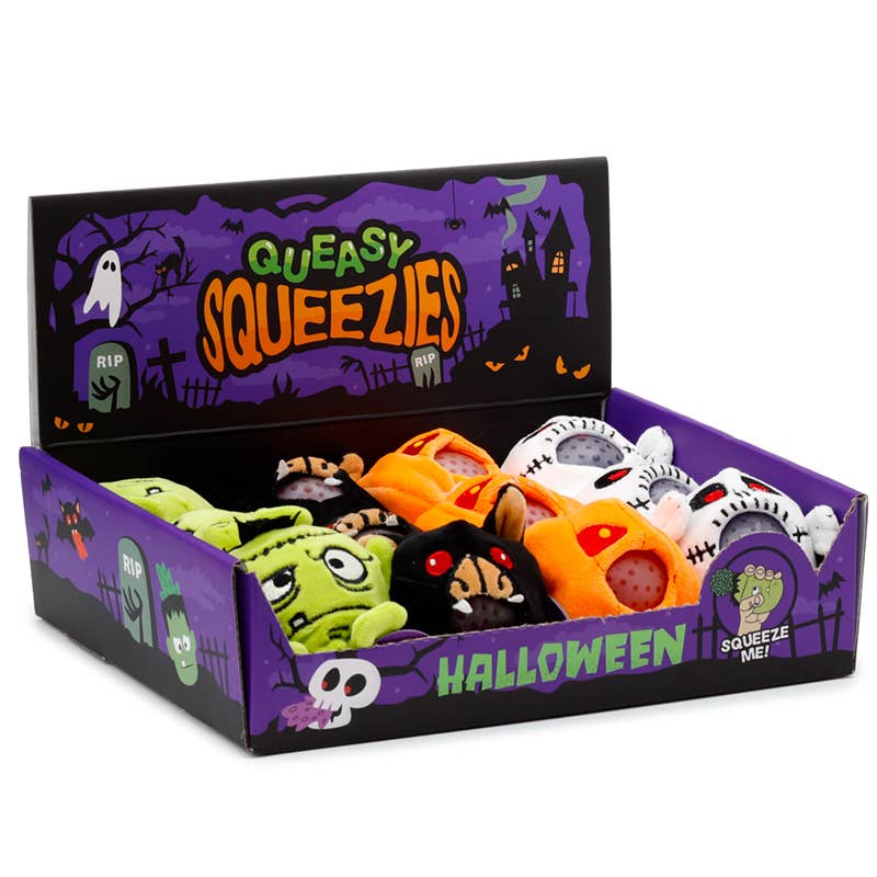 Queasy Squeezies Monster, Ghost, Bat and Pumpkin Squeezy Toy