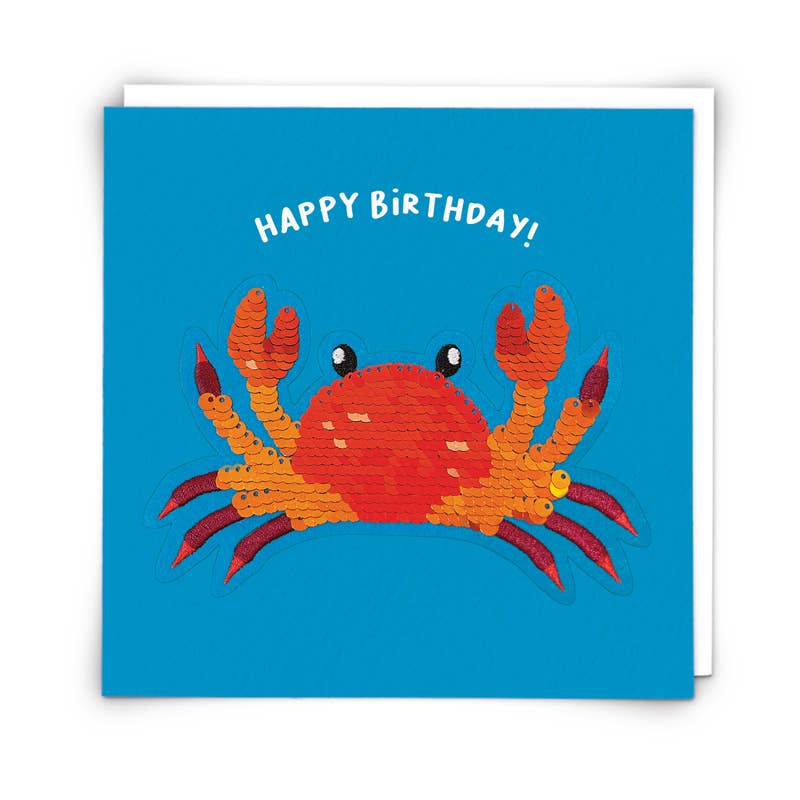 Crab Greeting Card with Reusable Sequin Patch