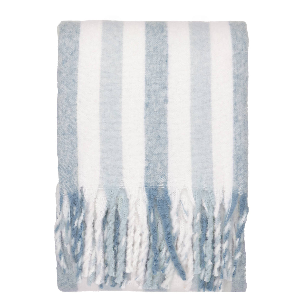 Beechwood Woven Stripe Throw Sky Blue: Sky Blue / 140x180