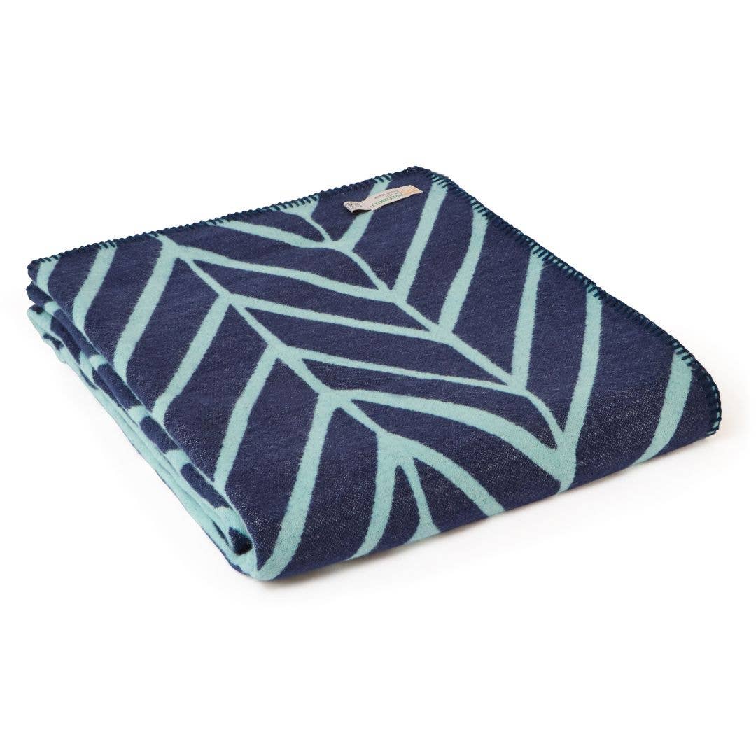 Nordic Cotton Throw : Navy & Spearmint