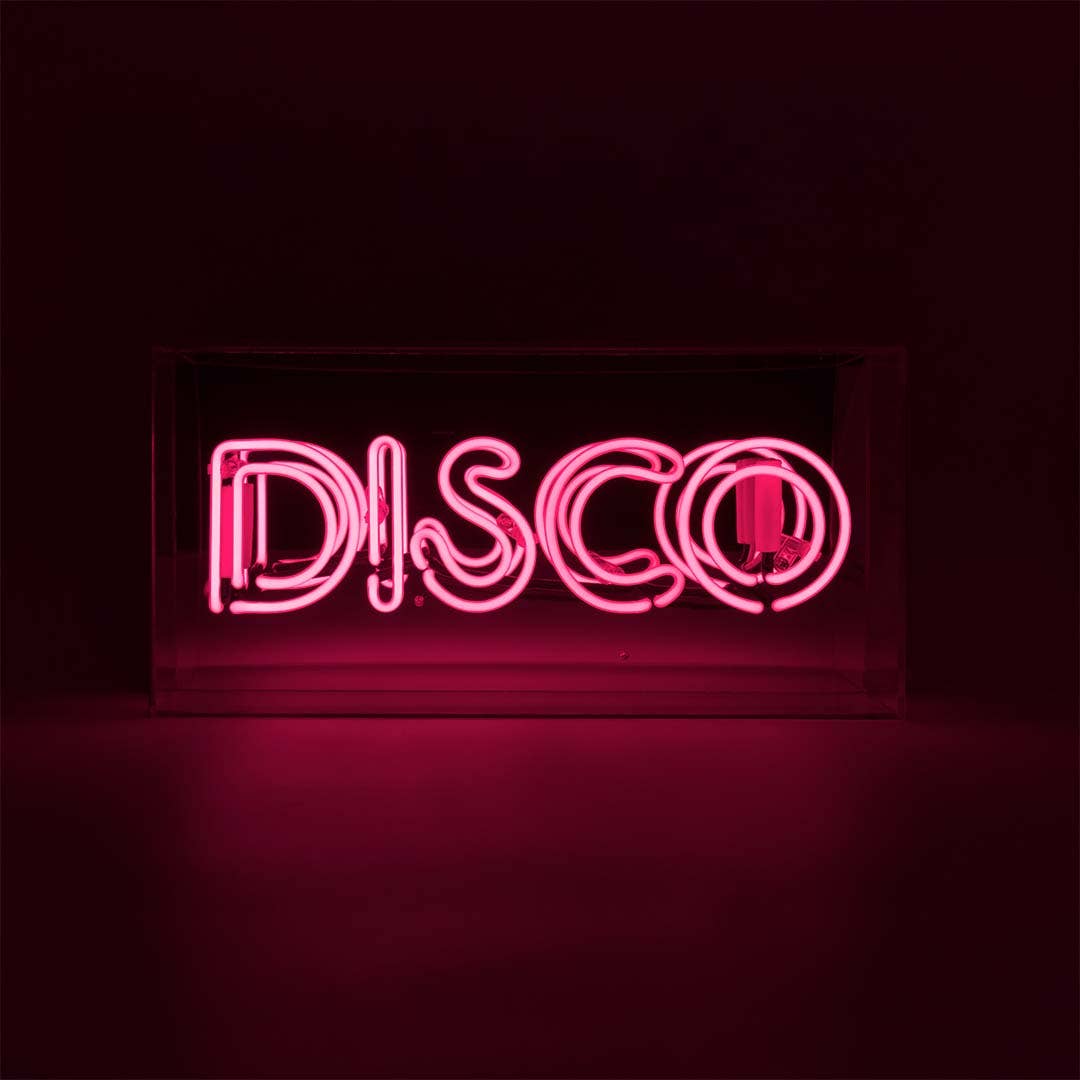 &#39;Disco&#39; Glass Neon Sign - Pink