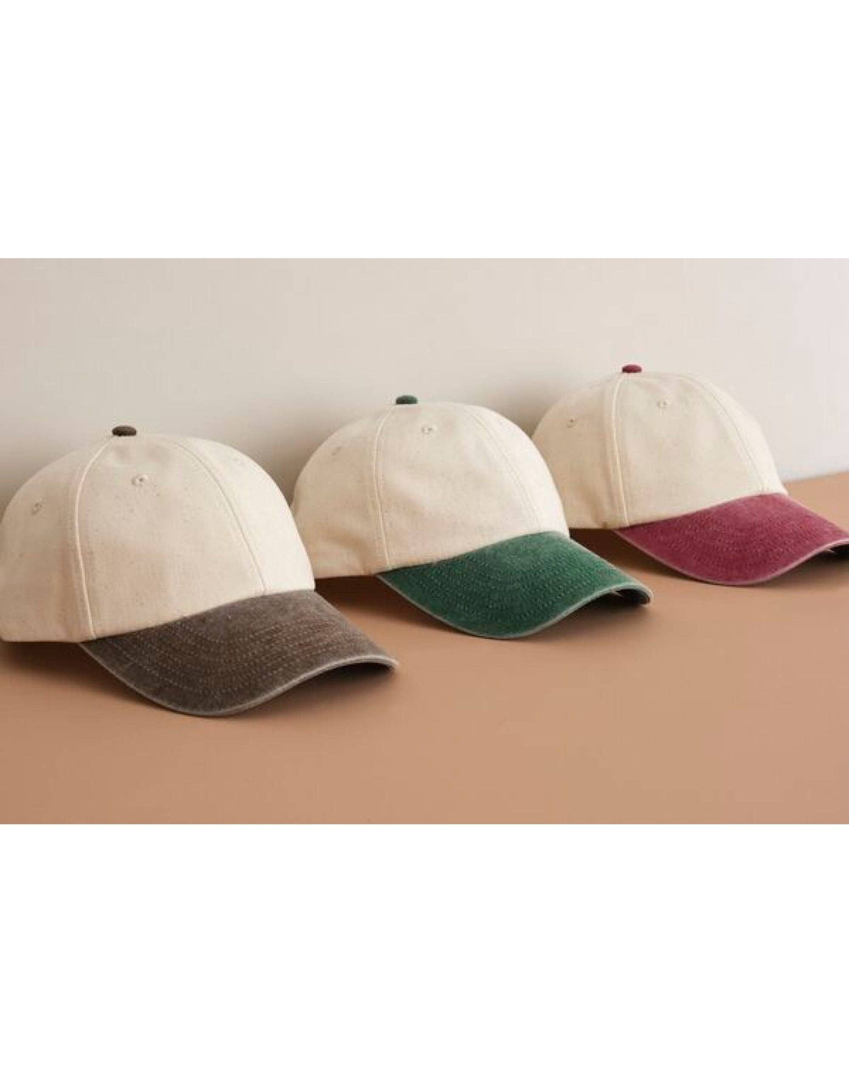 Beechfield Contrast Peak Vintage 6 Panel Dad Cap | Unisex | 100% Cotton | 8 Colours | One Size: Natural/Vintage Brown / One Size