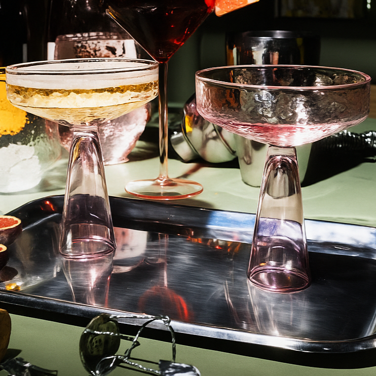 Champagne Coupe Claude | set of 2 | pink
