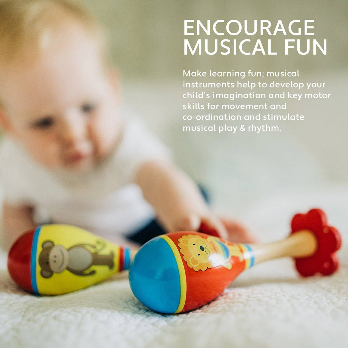 Lion & Monkey Wooden Maraca Set