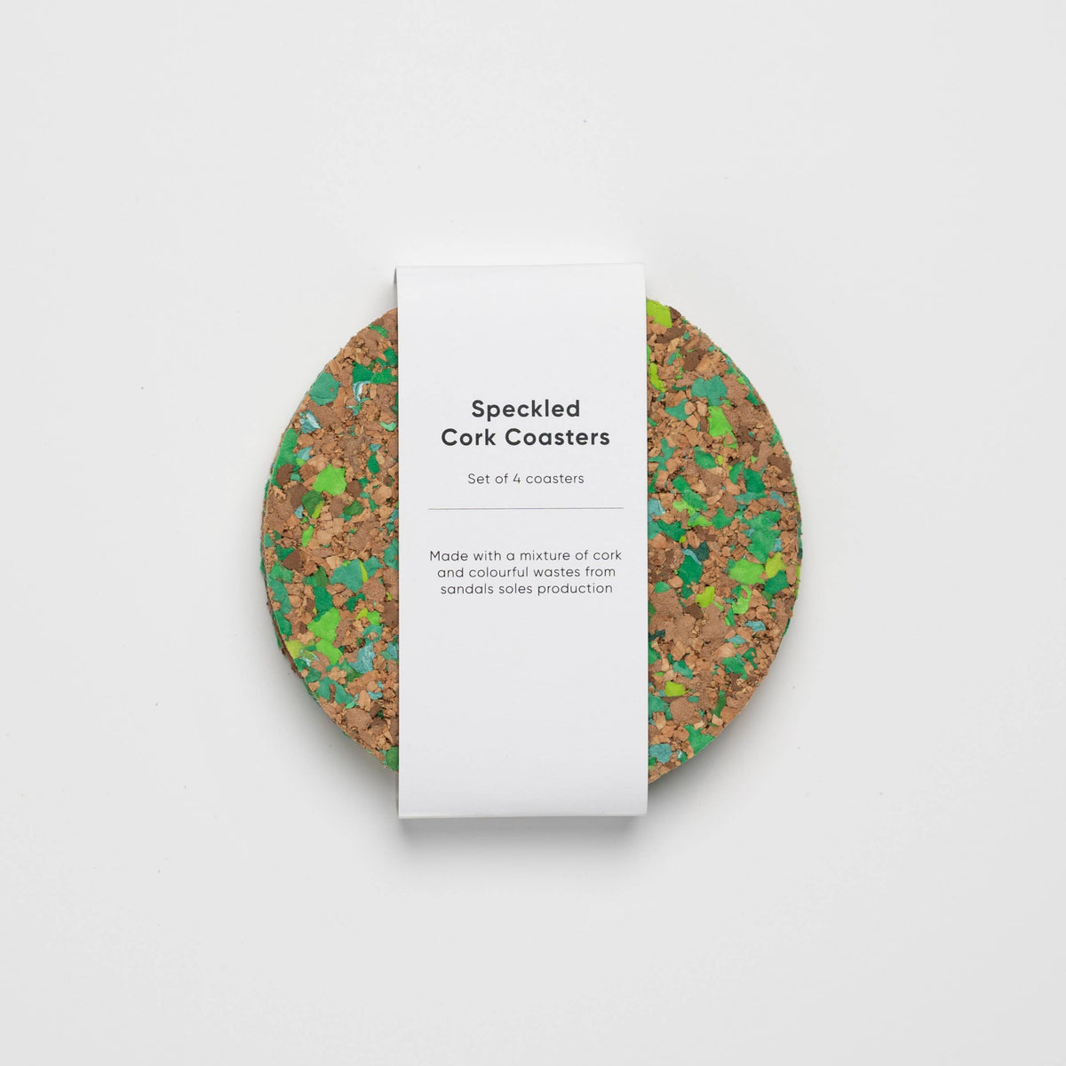 Speckled Round Cork Coasters Set of 4 - Green