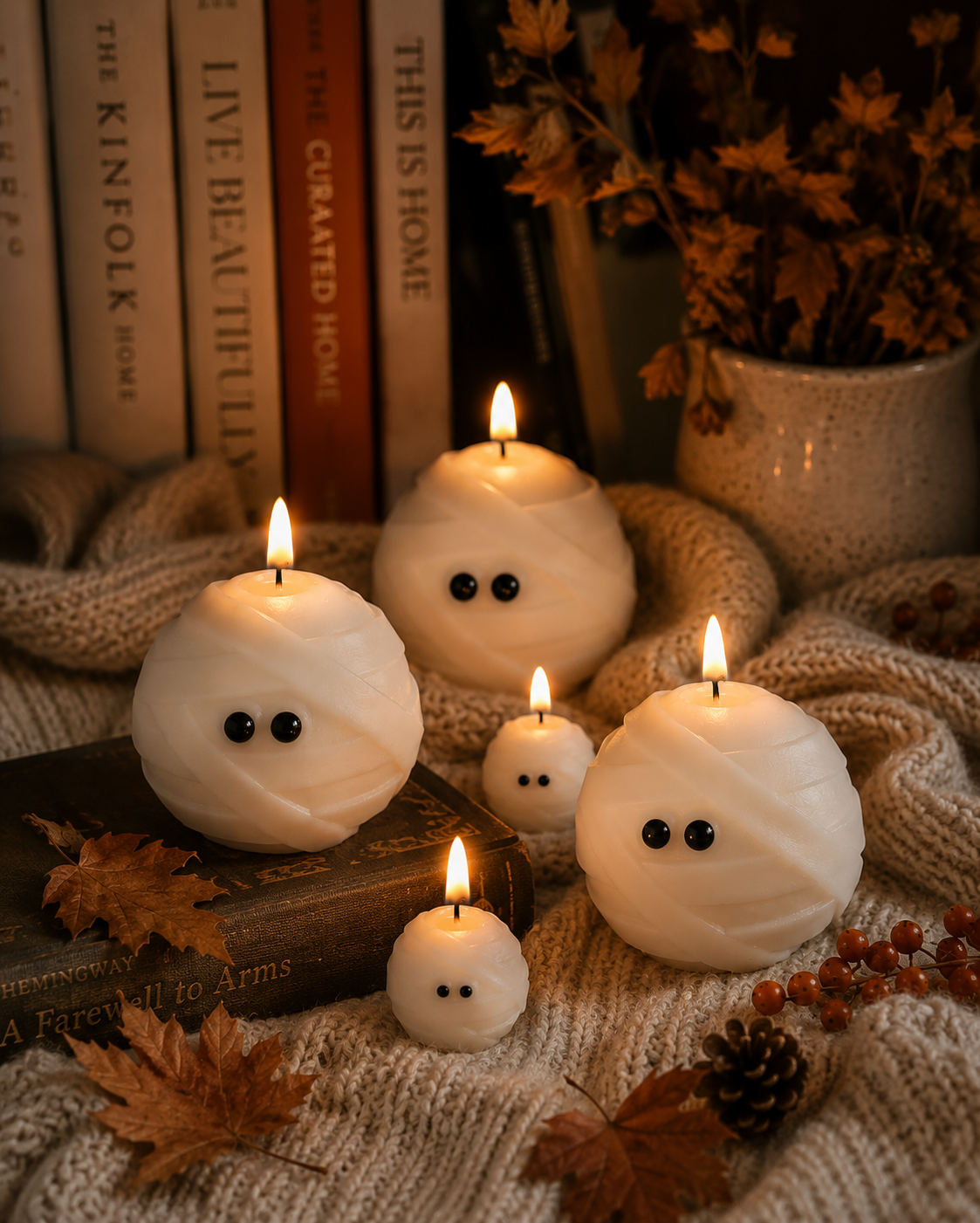 Mummy Ghost Candle Duo | Halloween Candles | Mummy Candles