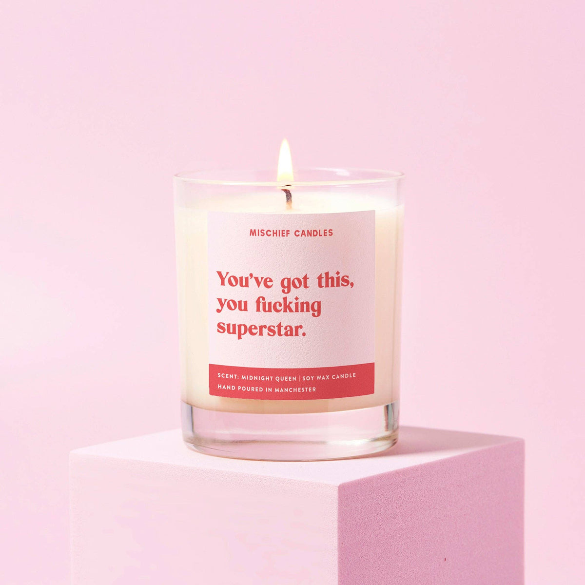 Good Luck Gift Funny Candle You&#39;ve Got This: Secret Beach Club / 20cl Pink