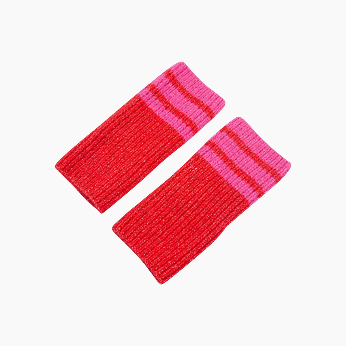 Striped Cuff Striped Cuff Wrist Warmer in Red/Hot Pink: One Size
