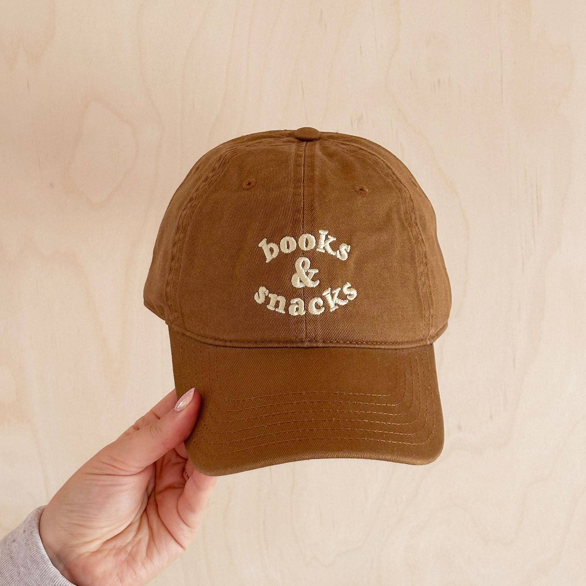 Books &amp; Snacks - Cotton Baseball Cap - Tan