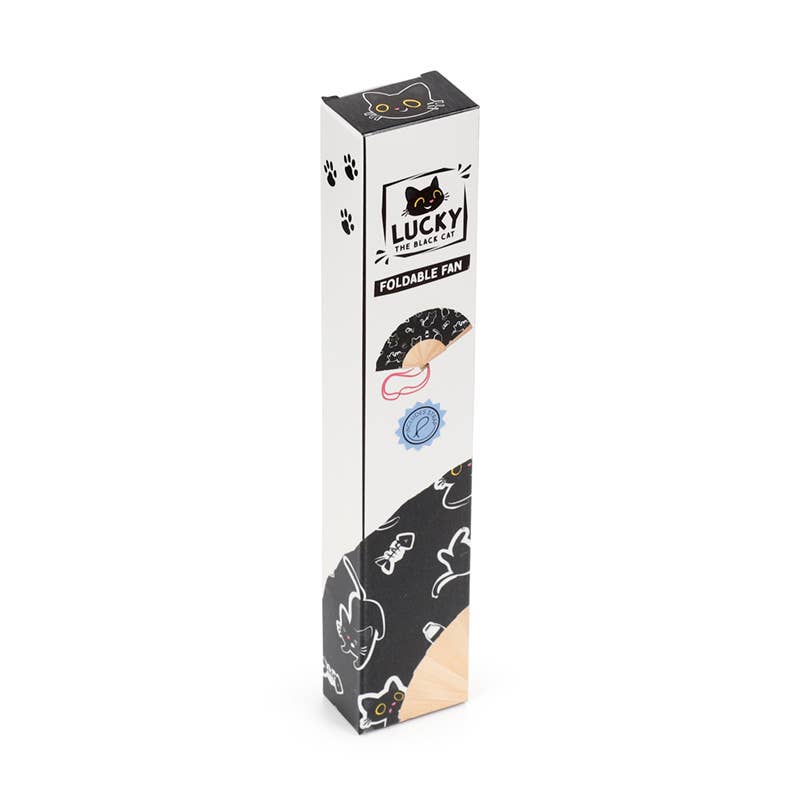Lucky the Black Cat Folding Hand Fan