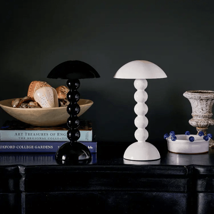 Black Lacquer Rechargeable Bobbin LED Lamp